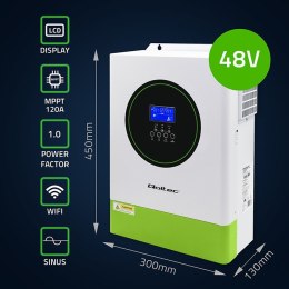 Qoltec Modularny Hybrydowy Inwerter solarny Off-Grid 6.2kVA | 6.2kW | 120A | MPPT | 12 jednostek | BMS | Sinus | opcja Wi-Fi | Power 