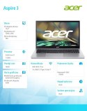 Acer Notebook Aspire 3 A315-59-39DR i3-1215U, 15.6, 16GB DDR4 RAM, 512GB SSD, No OS, srebrny
