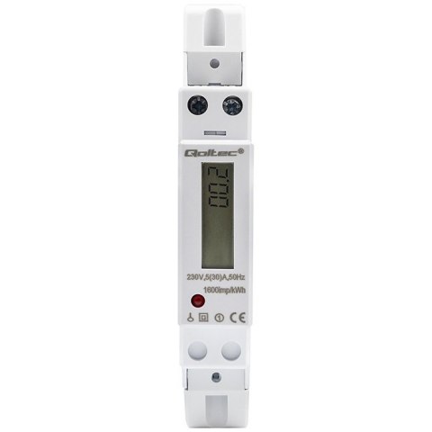 Qoltec Jednofazowy elektroniczny licznik | miernik zużycia energii na szynę DIN | 230V | 30A | LCD | 1P Qoltec Jednofazowy elektroniczny licznik | miernik zużycia energii na szynę DIN | 230V | 30A | LCD | 1P