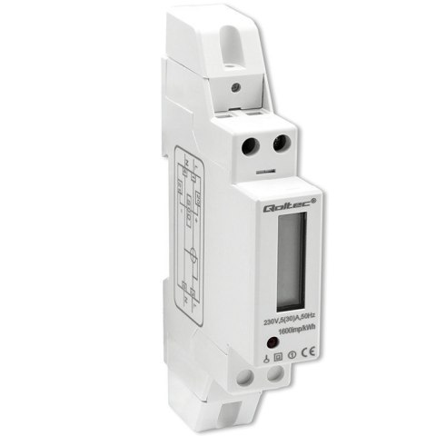 Qoltec Jednofazowy elektroniczny licznik | miernik zużycia energii na szynę DIN | 230V | 30A | LCD | 1P Qoltec Jednofazowy elektroniczny licznik | miernik zużycia energii na szynę DIN | 230V | 30A | LCD | 1P