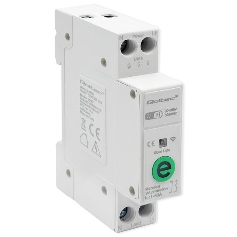 Qoltec Przekaźnik 63A na szynę DIN z licznikiem energii elektrycznej | eWeLink od Sonoff | Wi-Fi | Dioda LED Qoltec Przekaźnik 63A na szynę DIN z licznikiem energii elektrycznej | eWeLink od Sonoff | Wi-Fi | Dioda LED