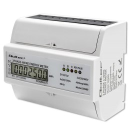 Qoltec Trójfazowy dwukierunkowy elektroniczny licznik | miernik zużycia energii na szynę DIN | 400V | 100A | LCD | 4P