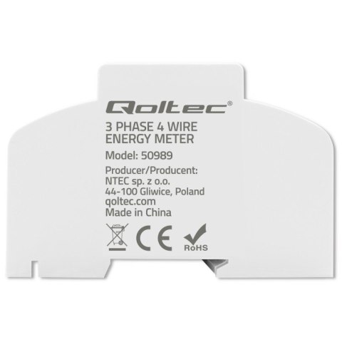 Qoltec Trójfazowy dwukierunkowy elektroniczny licznik | miernik zużycia energii na szynę DIN | 400V | 100A | LCD | 4P Qoltec Trójfazowy dwukierunkowy elektroniczny licznik | miernik zużycia energii na szynę DIN | 400V | 100A | LCD | 4P