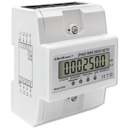 Qoltec Trójfazowy elektroniczny licznik | miernik zużycia energii na szynę DIN | 400V | 100A | LCD | 4P