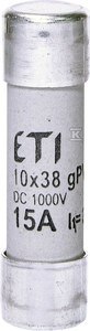 ETI WKŁADKA CYLIND.CH10X38 GPV 15A/1000V DC