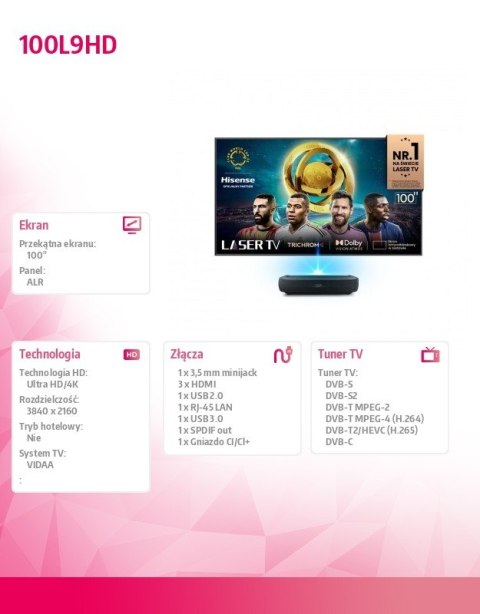 Hisense Telewizor Laser TV 100 cali 100L9HD Hisense Telewizor Laser TV 100 cali 100L9HD