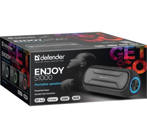 Defender Głośnik Bluetooth ENJOY S1000 czarny LED Defender Głośnik Bluetooth ENJOY S1000 czarny LED