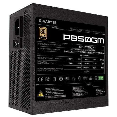 Gigabyte Zasilacz P850GM 850W PFC 120mm Hydraulic fan ATX Gigabyte Zasilacz P850GM 850W PFC 120mm Hydraulic fan ATX