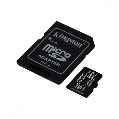 Kingston Karta pamięci microSD 64GB Canvas Select Plus 100MB/s Adapter Kingston Karta pamięci microSD 64GB Canvas Select Plus 100MB/s Adapter