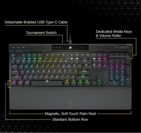 Corsair Klawiatura przewodowa K70 RGB Pro Black PBT Keycaps Corsair Klawiatura przewodowa K70 RGB Pro Black PBT Keycaps