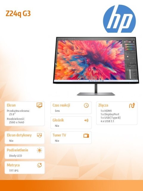 HP Inc. Monitor 23.8 cali Z24q G3 QHD 4Q8N4AA HP Inc. Monitor 23.8 cali Z24q G3 QHD 4Q8N4AA