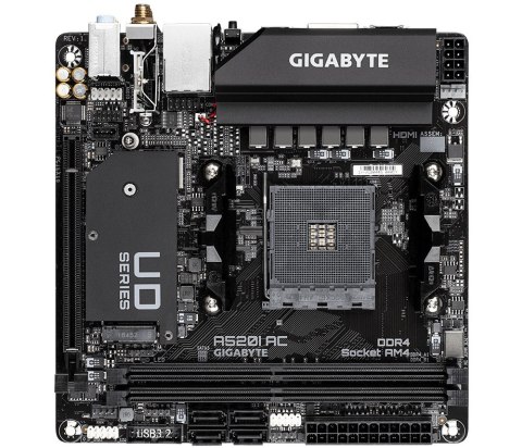 Gigabyte Płyta główna A520I AC AM4 2DDR4 DP/2HDMI mITX Gigabyte Płyta główna A520I AC AM4 2DDR4 DP/2HDMI mITX