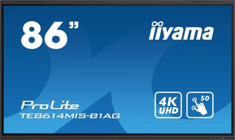 IIYAMA Monitor wielkoformatowy 85.6 cali TE8614MIS-B1AG INFRARED,50pkt,VA,4K,7H,WiFi,MIC,USB-C IIYAMA Monitor wielkoformatowy 85.6 cali TE8614MIS-B1AG INFRARED,50pkt,VA,4K,7H,WiFi,MIC,USB-C