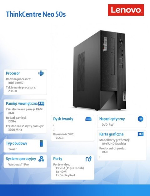 Lenovo Komputer ThinkCentre Neo 50s G4 SFF 12JF001WPB W11Pro i7-13700/8GB/512GB/INT/3YRS OS Lenovo Komputer ThinkCentre Neo 50s G4 SFF 12JF001WPB W11Pro i7-13700/8GB/512GB/INT/3YRS OS