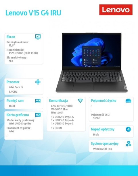 Lenovo Laptop V15 G4 83A1009LPB W11Pro i5-13420H/16GB/512GB/INT/15.6 FHD/Business Black/3YRS OS Lenovo Laptop V15 G4 83A1009LPB W11Pro i5-13420H/16GB/512GB/INT/15.6 FHD/Business Black/3YRS OS