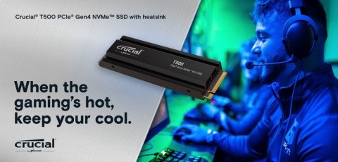 Crucial Dysk T500 1TB M.2 NVMe 2280 PCIe40 7300/6800 Radiator Crucial Dysk T500 1TB M.2 NVMe 2280 PCIe40 7300/6800 Radiator