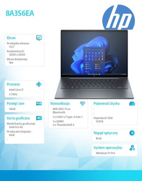 HP Inc. Notebook DragonflyG4 i7-1355U 13.5/512/16/W11P 8A3S6EA HP Inc. Notebook DragonflyG4 i7-1355U 13.5/512/16/W11P 8A3S6EA