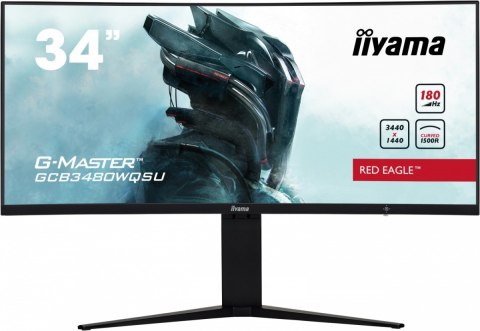 IIYAMA Monitor 34 cale GCB3480WQSU-B1 VA,UWQHD,180HZ,0.4ms,1500R(Curved), 2xHDMI,2xDP,2xUSB 3.2,2x3W,HDR400,HAS(110mm),VESA(100x100mm IIYAMA Monitor 34 cale GCB3480WQSU-B1 VA,UWQHD,180HZ,0.4ms,1500R(Curved), 2xHDMI,2xDP,2xUSB 3.2,2x3W,HDR400,HAS(110mm),VESA(100x100mm