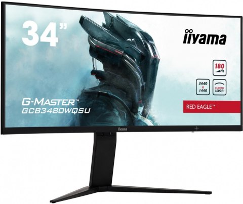IIYAMA Monitor 34 cale GCB3480WQSU-B1 VA,UWQHD,180HZ,0.4ms,1500R(Curved), 2xHDMI,2xDP,2xUSB 3.2,2x3W,HDR400,HAS(110mm),VESA(100x100mm IIYAMA Monitor 34 cale GCB3480WQSU-B1 VA,UWQHD,180HZ,0.4ms,1500R(Curved), 2xHDMI,2xDP,2xUSB 3.2,2x3W,HDR400,HAS(110mm),VESA(100x100mm