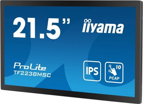 IIYAMA Monitor wielkoformatowy 21.5 cala TF2238MSC-B1 IPS,FHD,DP,HDMI,2x2W,2xUSB,600(cd/m2), 10pkt.7H,IP1X(Front),Pion/Poziom IIYAMA Monitor wielkoformatowy 21.5 cala TF2238MSC-B1 IPS,FHD,DP,HDMI,2x2W,2xUSB,600(cd/m2), 10pkt.7H,IP1X(Front),Pion/Poziom