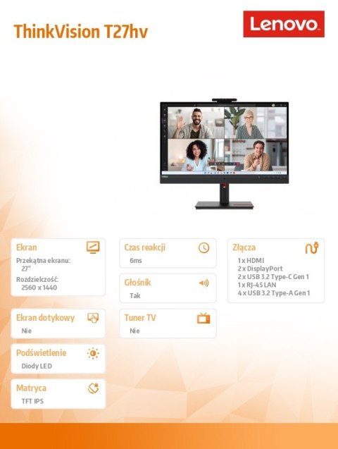 Lenovo Monitor 27.0 ThinkVision T27hv-30 WLED LCD 63D6UAT3EU Lenovo Monitor 27.0 ThinkVision T27hv-30 WLED LCD 63D6UAT3EU